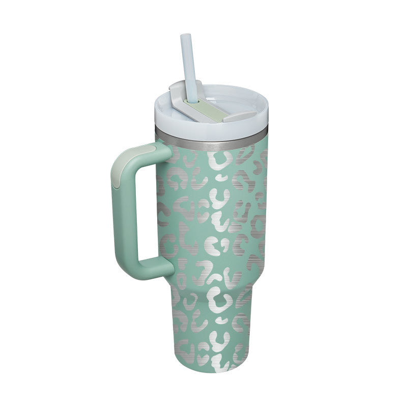 Christmas Thermal Mug 40oz Straw Coffee Insulation Cup With Handle and Straw Portable Car Stainless Steel Water Bottle Large Capacity Travel BPA Free Thermal Mug