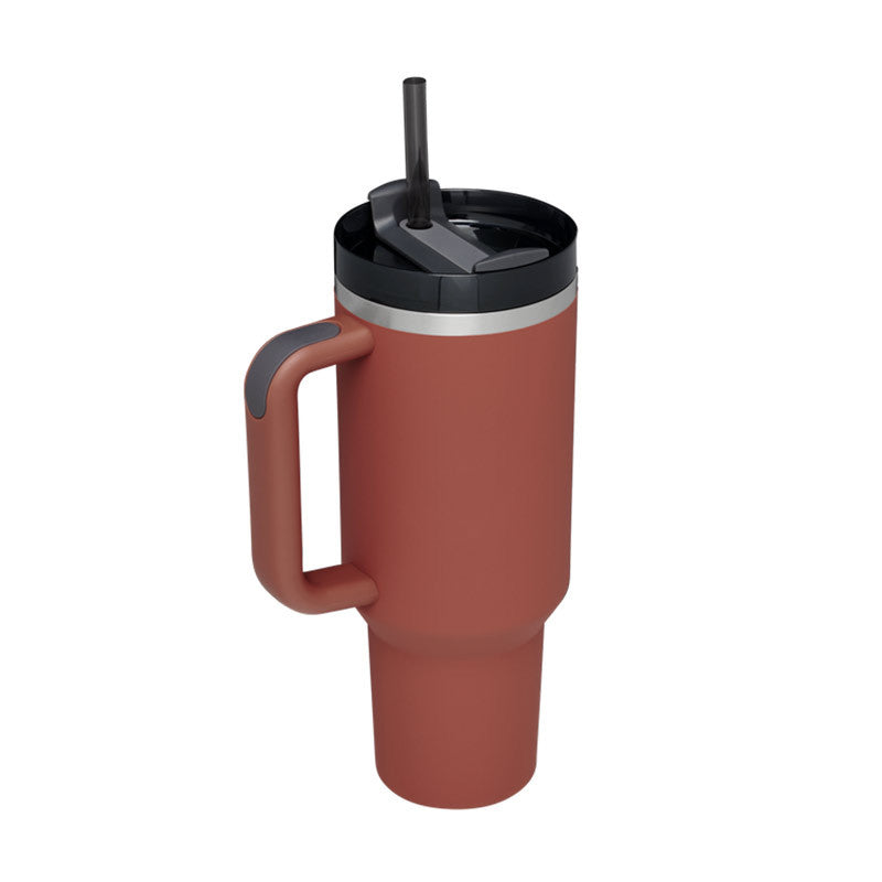 Christmas Thermal Mug 40oz Straw Coffee Insulation Cup With Handle and Straw Portable Car Stainless Steel Water Bottle Large Capacity Travel BPA Free Thermal Mug