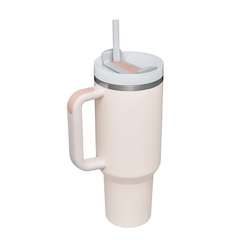 Christmas Thermal Mug 40oz Straw Coffee Insulation Cup With Handle and Straw Portable Car Stainless Steel Water Bottle Large Capacity Travel BPA Free Thermal Mug