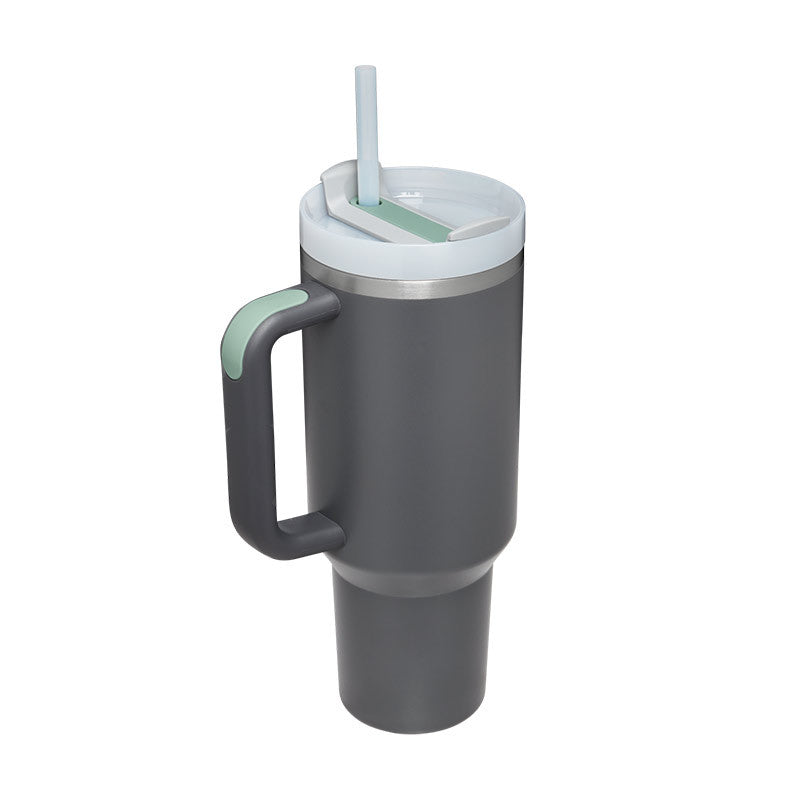 Christmas Thermal Mug 40oz Straw Coffee Insulation Cup With Handle and Straw Portable Car Stainless Steel Water Bottle Large Capacity Travel BPA Free Thermal Mug