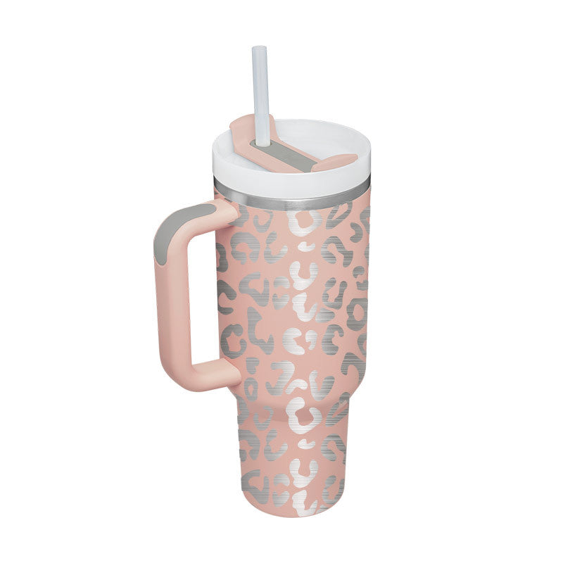 Christmas Thermal Mug 40oz Straw Coffee Insulation Cup With Handle and Straw Portable Car Stainless Steel Water Bottle Large Capacity Travel BPA Free Thermal Mug