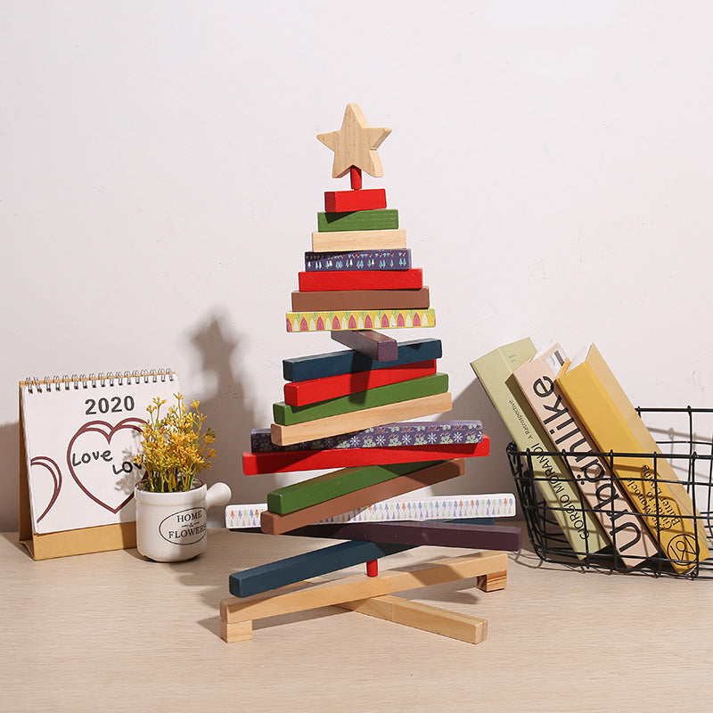 Small Christmas Tree Tabletop Artificial Mini Christmas Tree Building Blocks Decorations Desktop Indoor for Winter Xmas