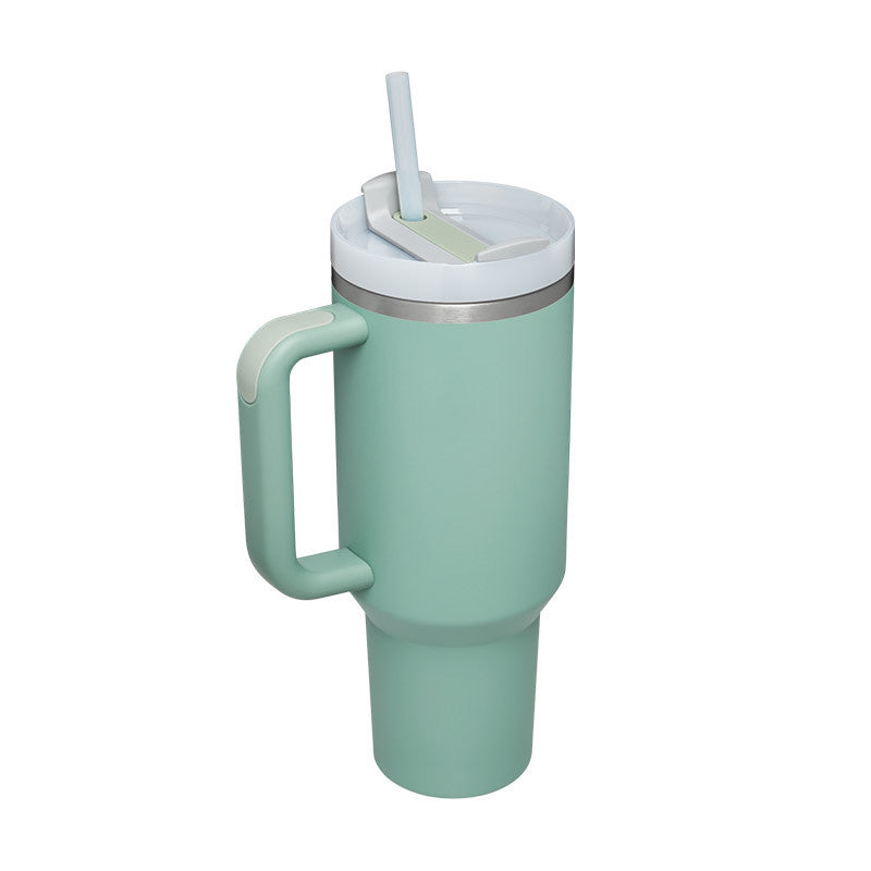 Christmas Thermal Mug 40oz Straw Coffee Insulation Cup With Handle and Straw Portable Car Stainless Steel Water Bottle Large Capacity Travel BPA Free Thermal Mug
