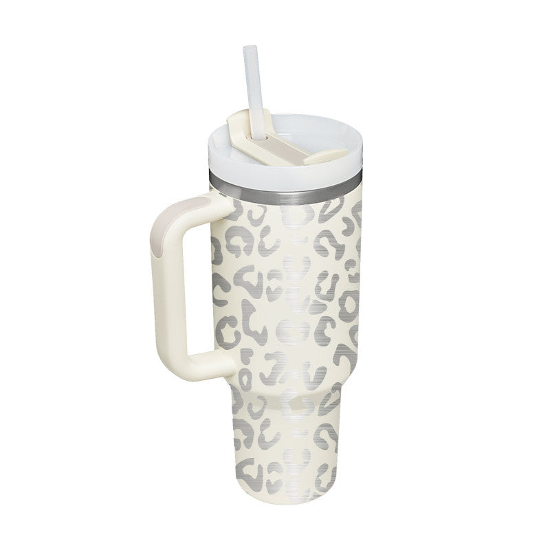 Christmas Thermal Mug 40oz Straw Coffee Insulation Cup With Handle and Straw Portable Car Stainless Steel Water Bottle Large Capacity Travel BPA Free Thermal Mug