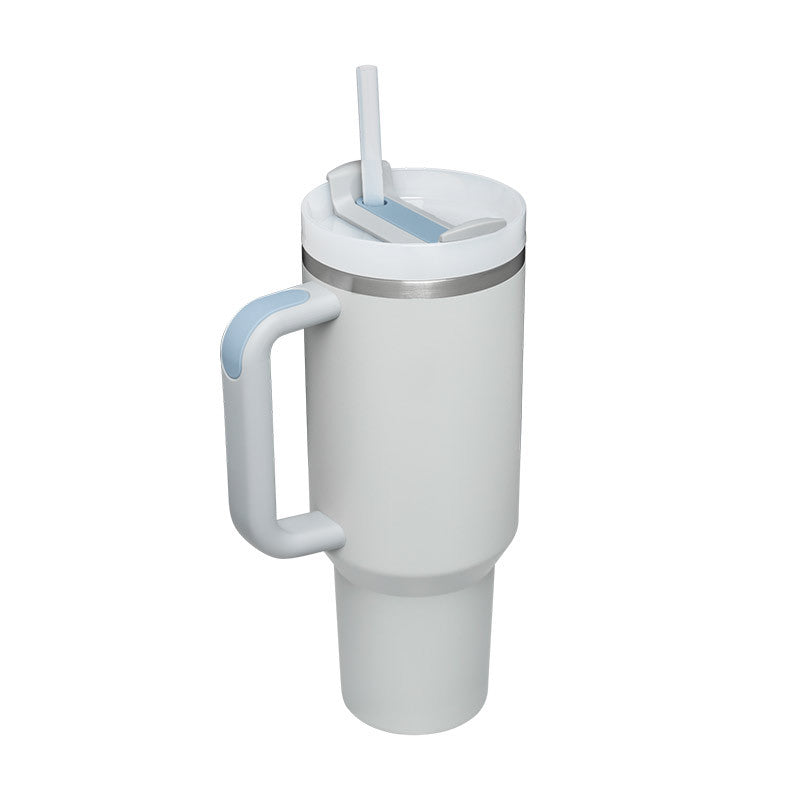 Christmas Thermal Mug 40oz Straw Coffee Insulation Cup With Handle and Straw Portable Car Stainless Steel Water Bottle Large Capacity Travel BPA Free Thermal Mug