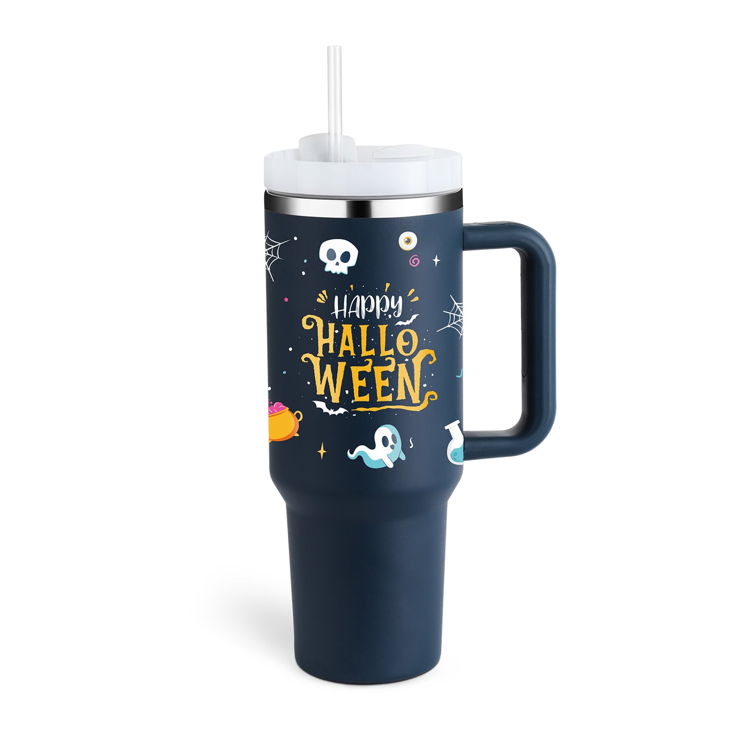Christmas Thermal Mug 40oz Straw Coffee Insulation Cup With Handle and Straw Portable Car Stainless Steel Water Bottle Large Capacity Travel BPA Free Thermal Mug