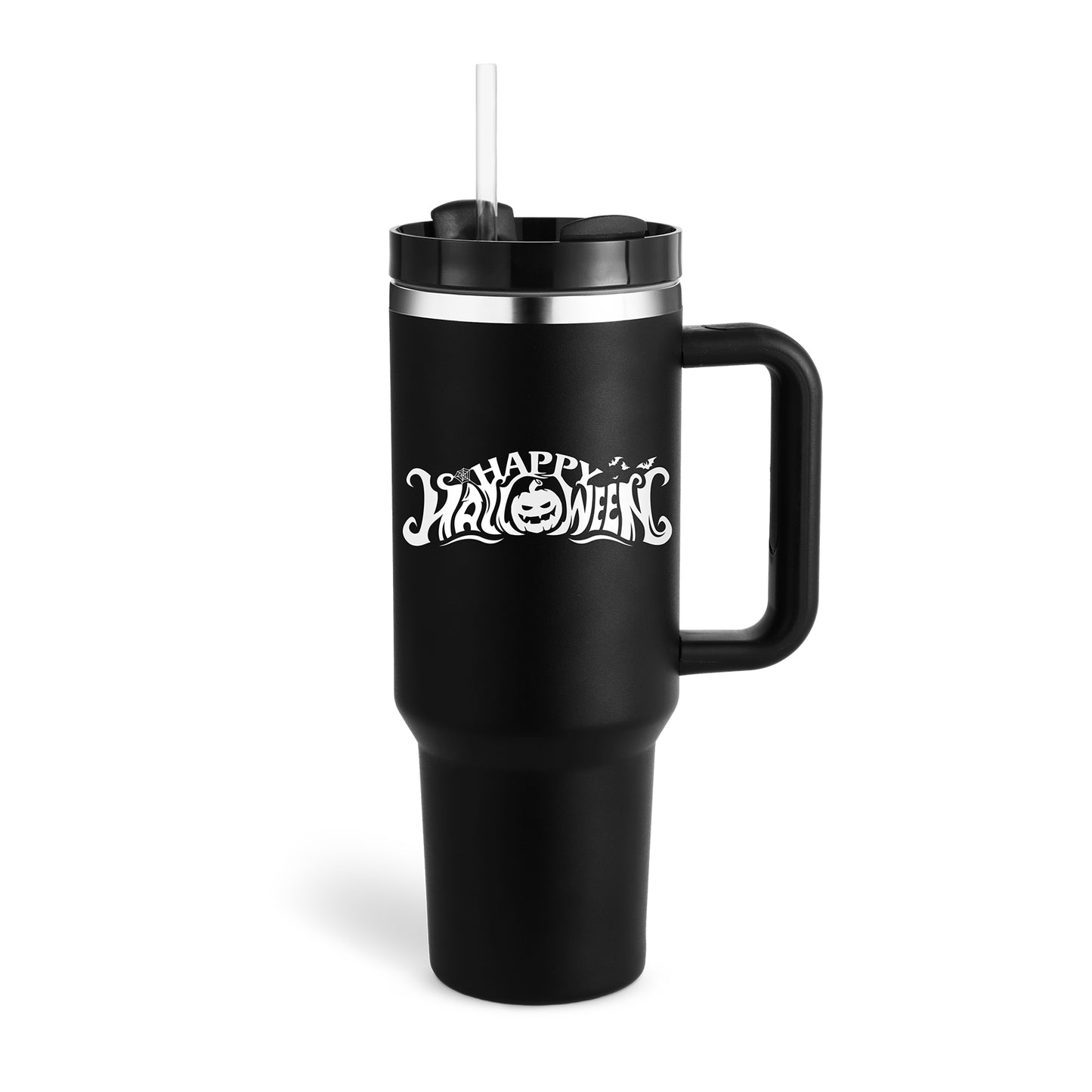 Christmas Thermal Mug 40oz Straw Coffee Insulation Cup With Handle and Straw Portable Car Stainless Steel Water Bottle Large Capacity Travel BPA Free Thermal Mug