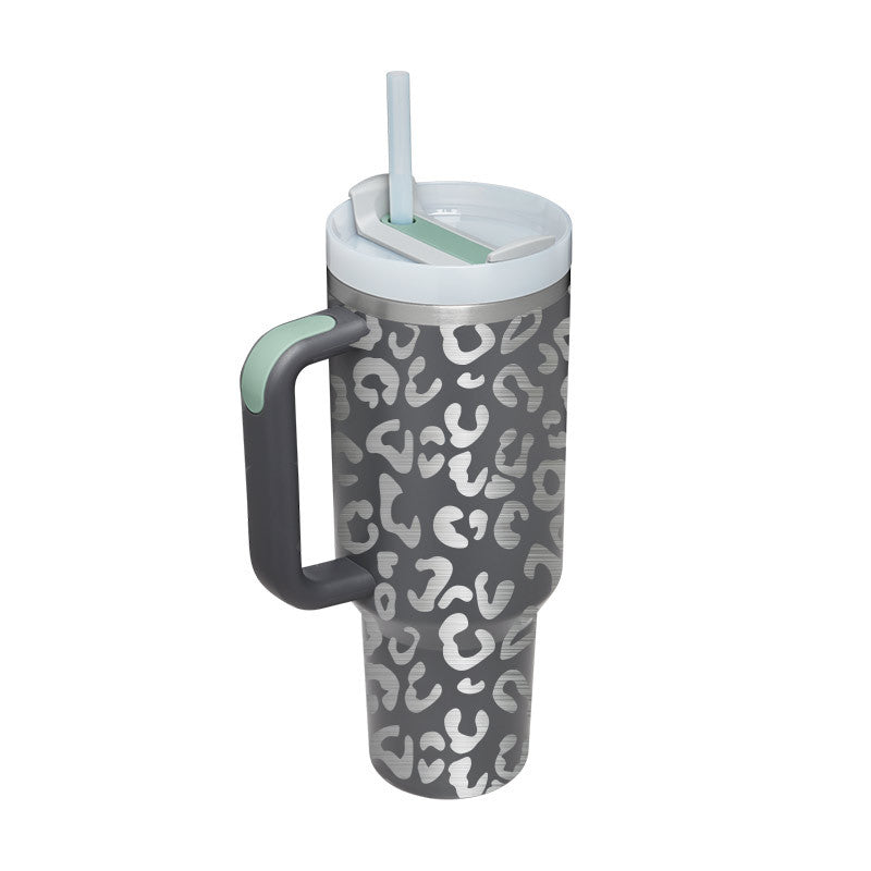 Christmas Thermal Mug 40oz Straw Coffee Insulation Cup With Handle and Straw Portable Car Stainless Steel Water Bottle Large Capacity Travel BPA Free Thermal Mug